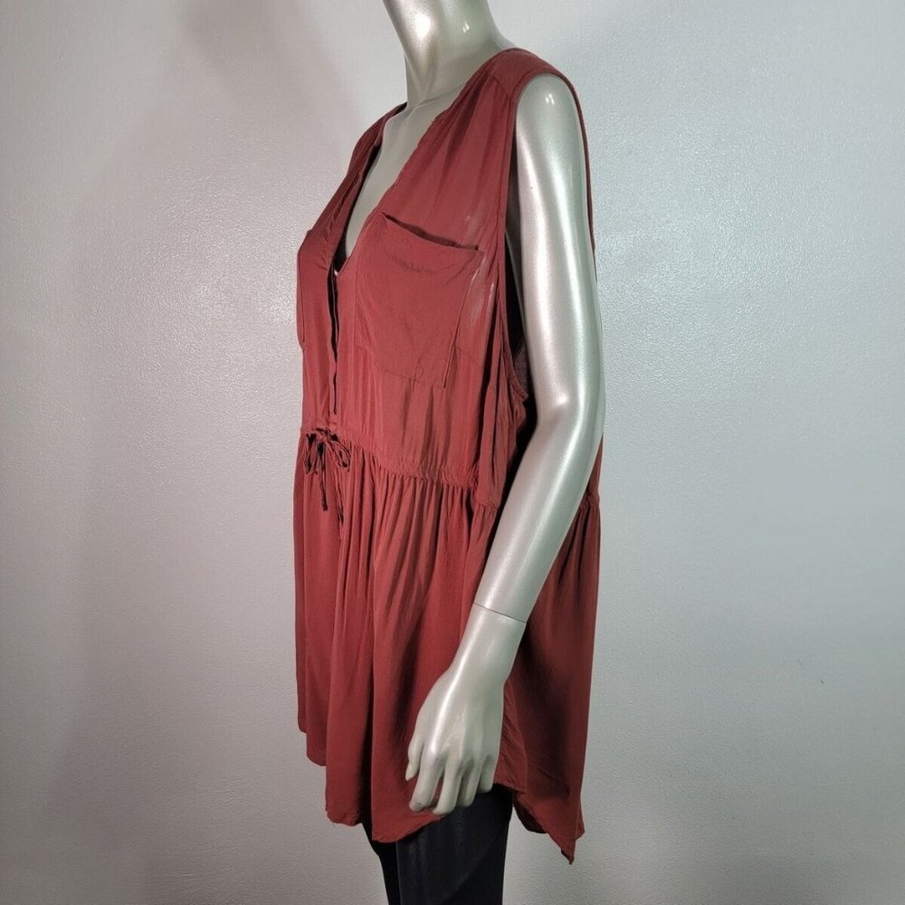 Torrid Top Plus Size 3x Rust Red Pockets Lightwei… - image 3